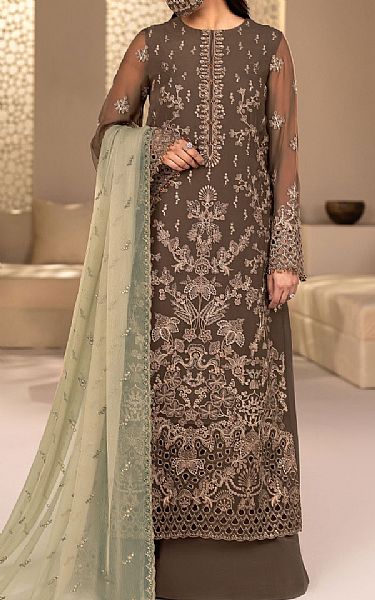 Flossie Grey/Green Chiffon Suit | Pakistani Embroidered Chiffon Dresses USA- Image 1