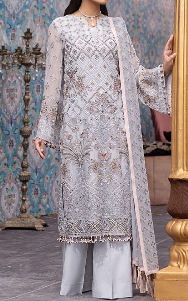 Flossie Light Grey Chiffon Suit | Pakistani Dresses in USA- Image 1