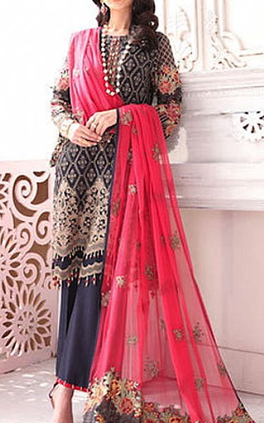 Flossie Blue Chiffon Suit | Pakistani Embroidered Chiffon Dresses USA- Image 1