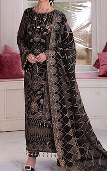 Flossie Black Chiffon Suit | Pakistani Embroidered Chiffon Dresses USA- Image 1