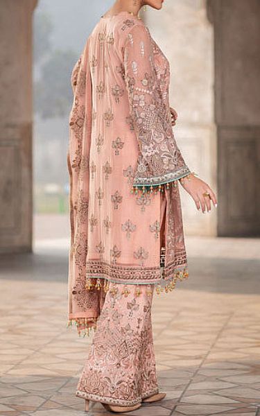 Flossie Peach Chiffon Suit | Pakistani Embroidered Chiffon Dresses USA- Image 2
