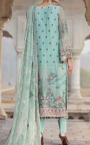 Flossie Turquoise Chiffon Suit | Pakistani Embroidered Chiffon Dresses USA- Image 2