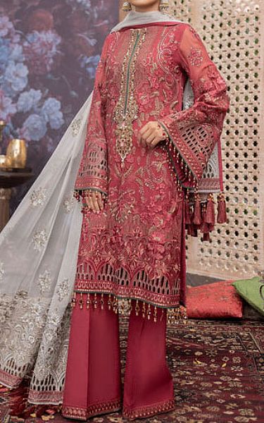 Flossie Tea Pink Chiffon Suit | Pakistani Embroidered Chiffon Dresses USA- Image 1