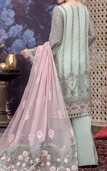 Flossie Turquoise Chiffon Suit | Pakistani Embroidered Chiffon Dresses USA- Image 2