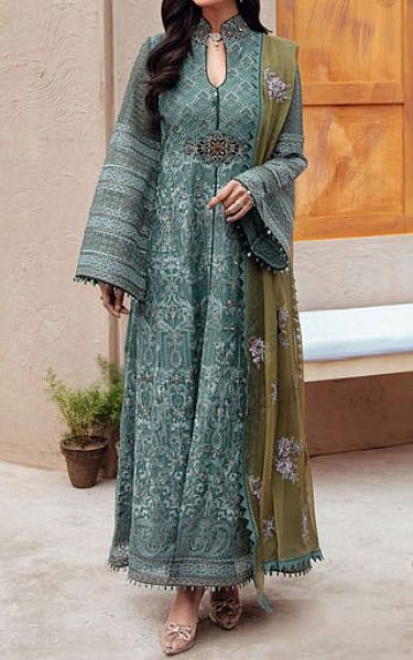Flossie Sage Green Chiffon Suit | Pakistani Embroidered Chiffon Dresses USA- Image 1