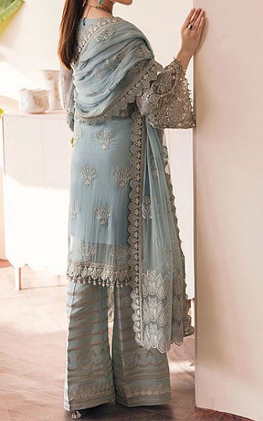 Flossie Light Turquoise Chiffon Suit | Pakistani Embroidered Chiffon Dresses USA- Image 2