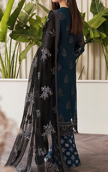 Flossie Teal Chiffon Suit | Pakistani Embroidered Chiffon Dresses USA- Image 2