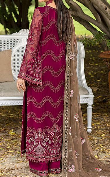Flossie Egg Plant Chiffon Suit | Pakistani Embroidered Chiffon Dresses USA- Image 2