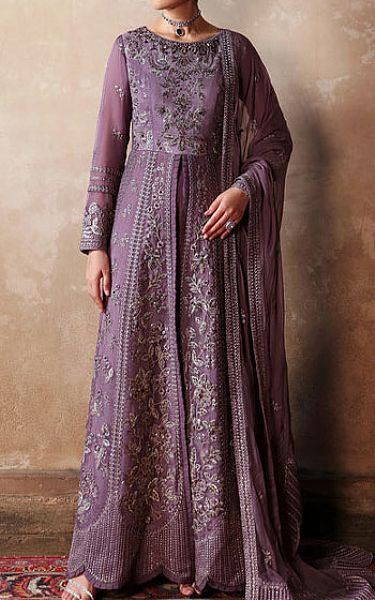 Flossie Purple Chiffon Suit | Pakistani Embroidered Chiffon Dresses USA- Image 1