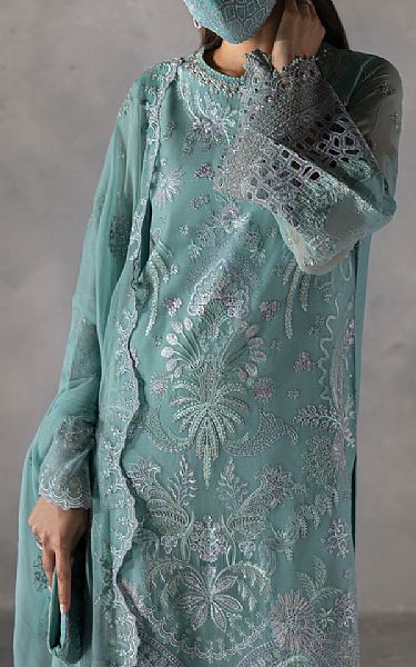 Flossie Light Turquoise Chiffon Suit | Pakistani Embroidered Chiffon Dresses USA- Image 2