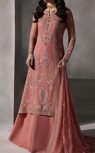 Flossie Coral Chiffon Suit | Pakistani Embroidered Chiffon Dresses USA- Image 1