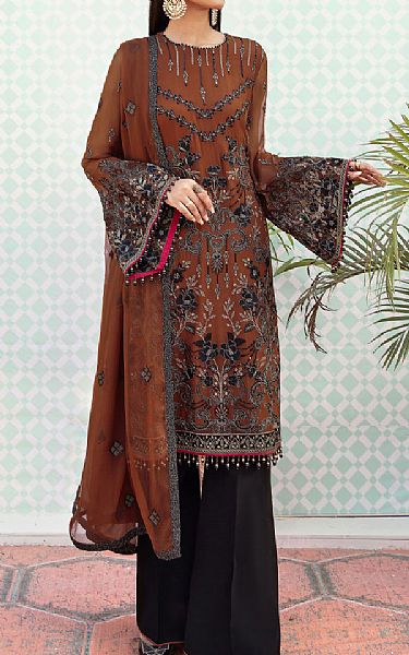 Flossie Sienna Brown Chiffon Suit | Pakistani Dresses in USA- Image 1