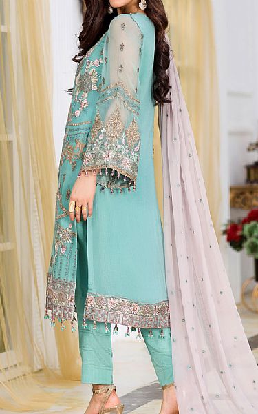 Flossie Cyan Chiffon Suit | Pakistani Dresses in USA- Image 2