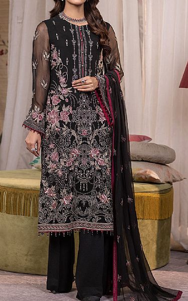 Flossie Black Chiffon Suit | Pakistani Embroidered Chiffon Dresses USA- Image 1