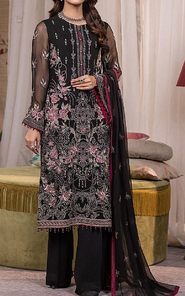 Flossie Black Chiffon Suit | Pakistani Embroidered Chiffon Dresses- Image 1