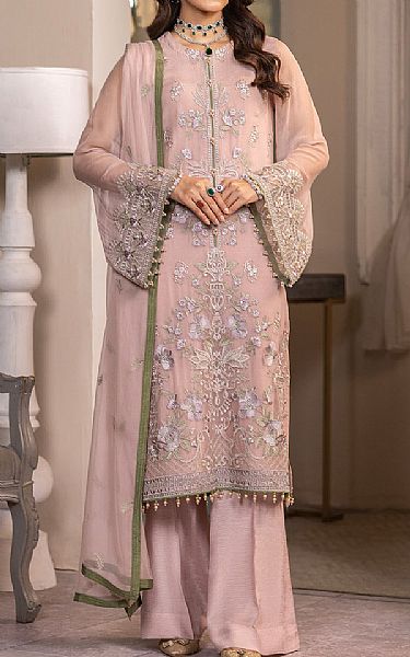 Flossie Oriental Pink Chiffon Suit | Pakistani Embroidered Chiffon Dresses- Image 1