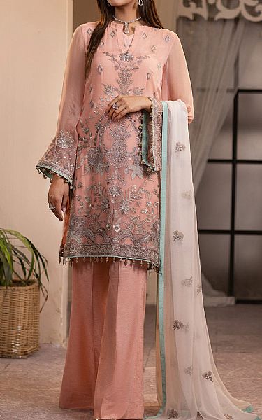 Flossie Oriental Pink Chiffon Suit | Pakistani Embroidered Chiffon Dresses USA- Image 1