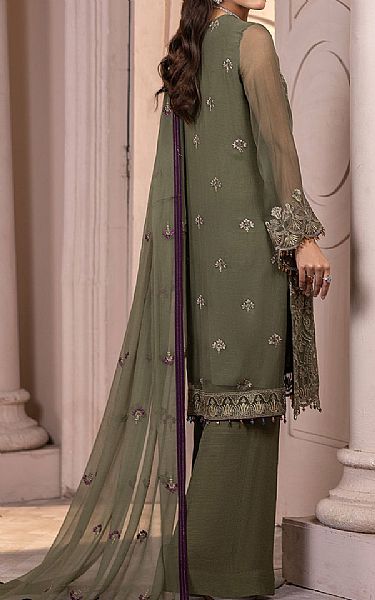 Flossie Finch Green Chiffon Suit | Pakistani Embroidered Chiffon Dresses- Image 2