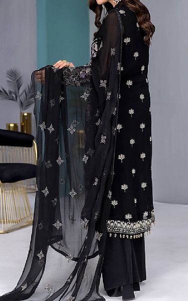 Flossie Black Chiffon Suit | Pakistani Embroidered Chiffon Dresses- Image 2