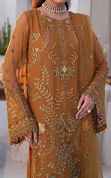 Flossie Mustard Chiffon Suit | Pakistani Embroidered Chiffon Dresses USA- Image 3