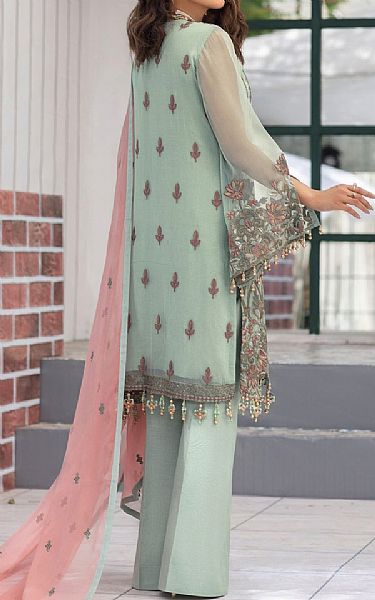 Flossie Mint Green Chiffon Suit | Pakistani Embroidered Chiffon Dresses USA- Image 2