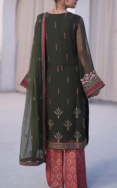 Flossie Bottle Green Chiffon Suit | Pakistani Embroidered Chiffon Dresses USA- Image 2