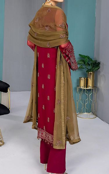 Flossie Scarlet Chiffon Suit | Pakistani Embroidered Chiffon Dresses- Image 2