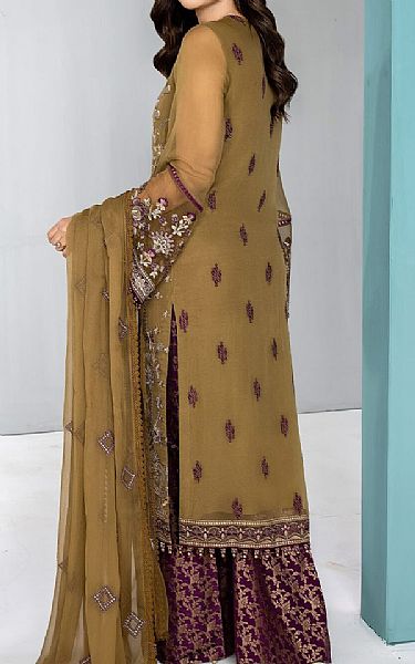 Flossie Olive Chiffon Suit | Pakistani Embroidered Chiffon Dresses- Image 2