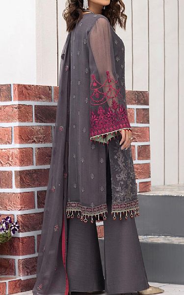 Flossie Dark Grey Chiffon Suit | Pakistani Embroidered Chiffon Dresses- Image 2