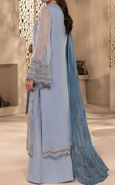 Flossie Cadet Blue Chiffon Suit | Pakistani Embroidered Chiffon Dresses USA- Image 2