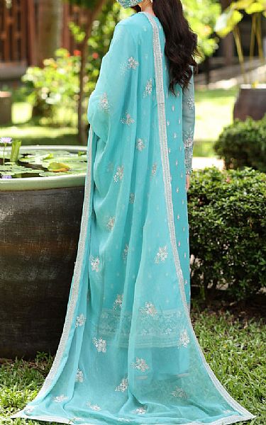 Flossie Turquoise Chiffon Suit | Pakistani Embroidered Chiffon Dresses USA- Image 2