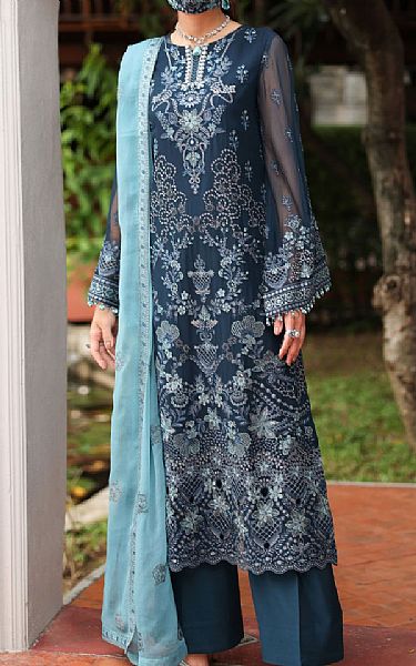 Flossie Pickled Bluewood Chiffon Suit | Pakistani Embroidered Chiffon Dresses USA- Image 1
