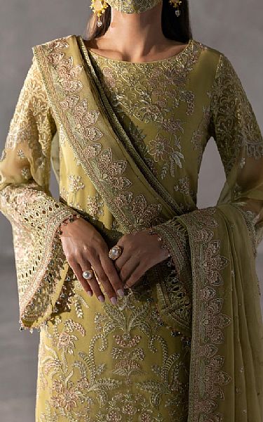 Flossie Light Olive Green Chiffon Suit | Pakistani Embroidered Chiffon Dresses USA- Image 3