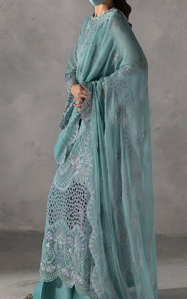 Flossie Hippie Blue Chiffon Suit | Pakistani Embroidered Chiffon Dresses USA- Image 2