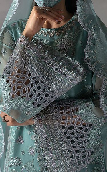 Flossie Hippie Blue Chiffon Suit | Pakistani Embroidered Chiffon Dresses USA- Image 3
