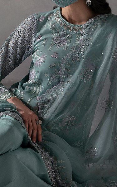 Flossie Hippie Blue Chiffon Suit | Pakistani Embroidered Chiffon Dresses USA- Image 3