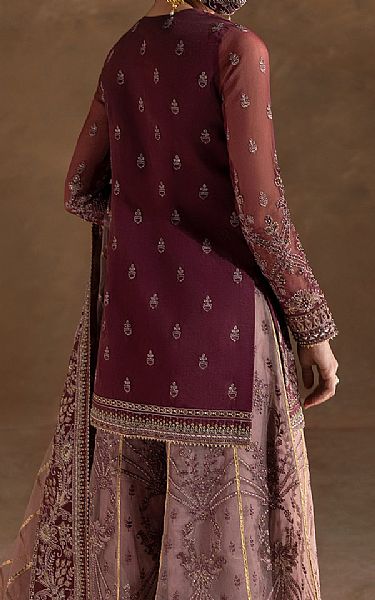 Flossie Wine Berry/Dust Pink Organza Suit | Pakistani Embroidered Chiffon Dresses USA- Image 2