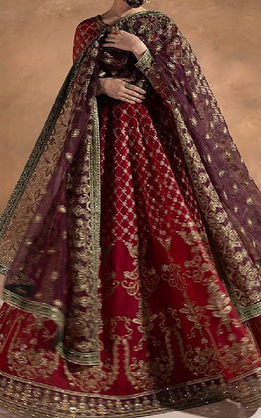 Flossie Red Organza Suit | Pakistani Embroidered Chiffon Dresses USA- Image 1