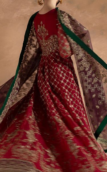 Flossie Red Organza Suit | Pakistani Embroidered Chiffon Dresses USA- Image 2
