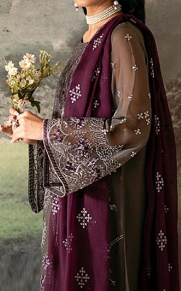 Flossie Judge Grey Chiffon Suit | Pakistani Embroidered Chiffon Dresses USA- Image 3