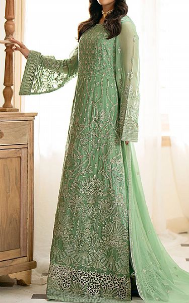 Flossie Dark Sea Green Chiffon Suit | Pakistani Embroidered Chiffon Dresses USA- Image 2