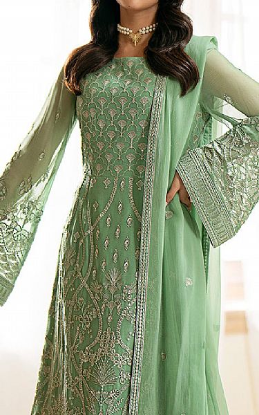 Flossie Dark Sea Green Chiffon Suit | Pakistani Embroidered Chiffon Dresses USA- Image 3