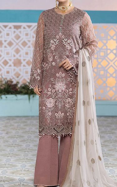 Flossie Tea Pink Chiffon Suit | Pakistani Embroidered Chiffon Dresses- Image 1