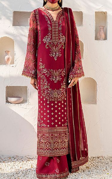 Flossie Cardinal Chiffon Suit | Pakistani Embroidered Chiffon Dresses USA- Image 1