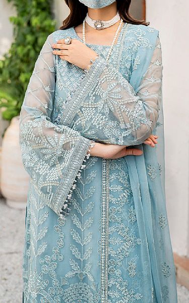Flossie Sky Blue Chiffon Suit | Pakistani Embroidered Chiffon Dresses USA- Image 3