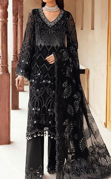 Flossie Black Chiffon Suit | Pakistani Embroidered Chiffon Dresses- Image 1