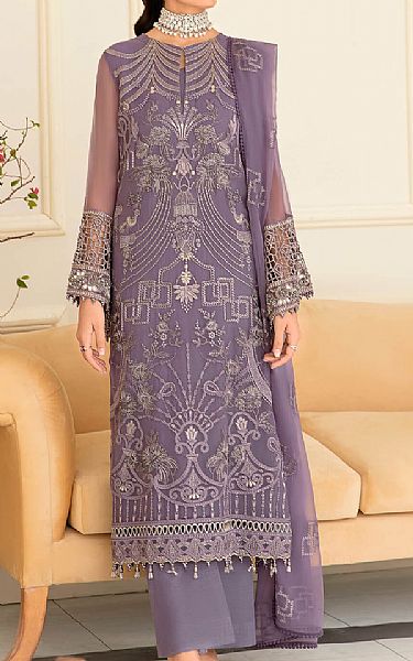 Flossie Lavender Chiffon Suit | Pakistani Embroidered Chiffon Dresses- Image 1