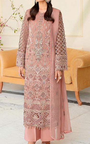 Flossie Tea Pink Chiffon Suit | Pakistani Embroidered Chiffon Dresses- Image 1