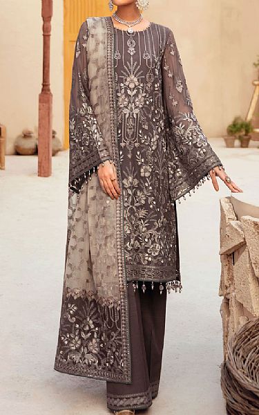 Dusty Grey Chiffon Suit | Pakistani Dresses in USA