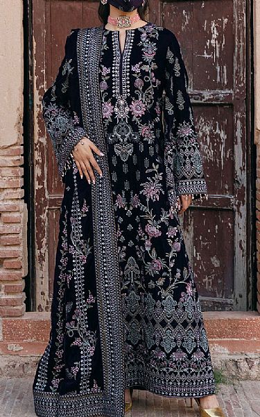 Flossie Dark Blue Velvet Suit | Pakistani Winter Dresses in USA- Image 1